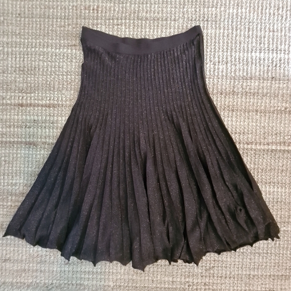 ZARA sparkling feminine dark brown pleated midi skirt size M - Picture 1 of 4